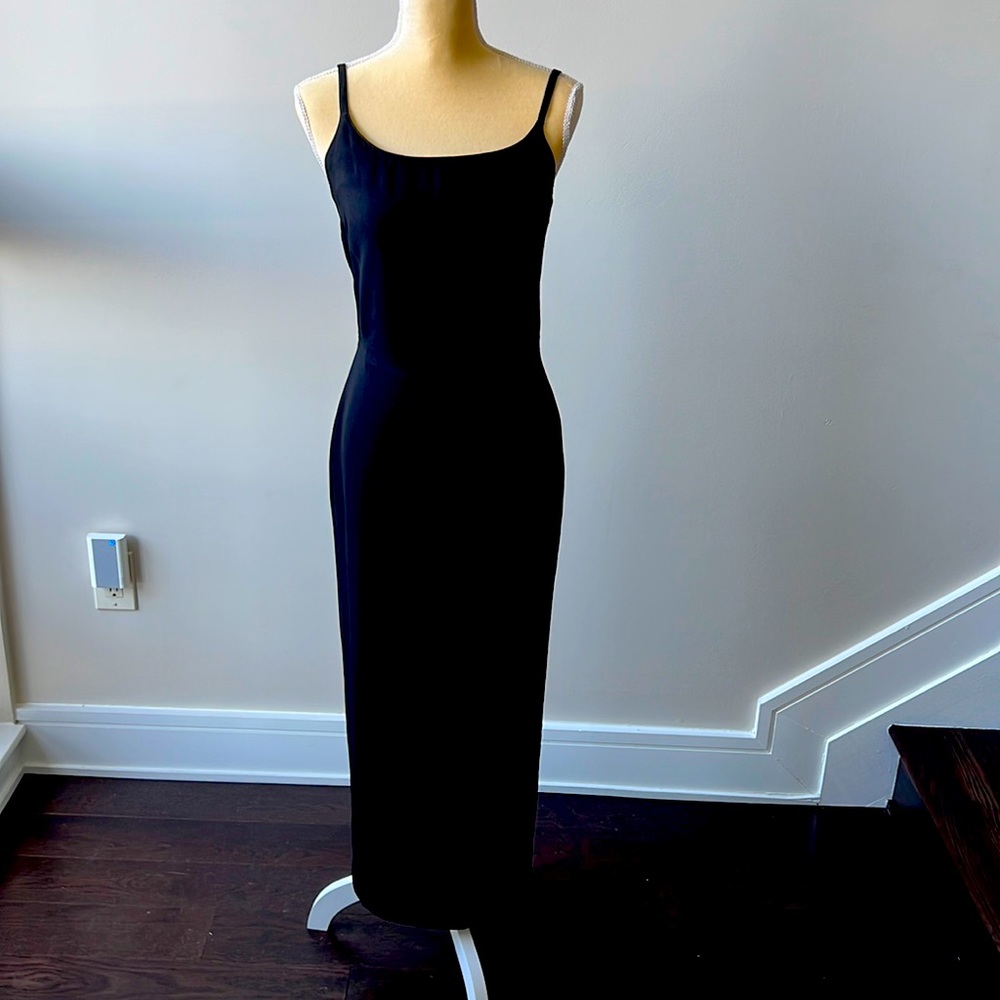 Black Long Dress, Classic Elegant Formal, Maxi Dress, size 42, Size 6 w split